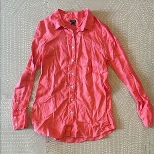J. Crew Coral Linen Button-Up Shirt